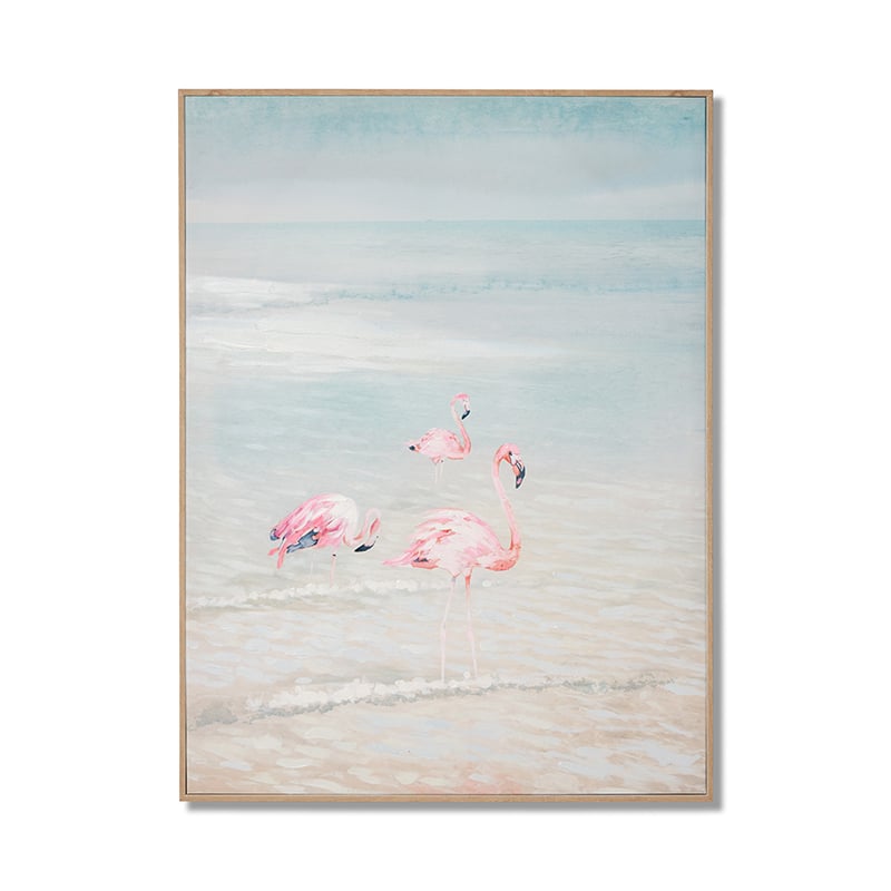 Flamingo Sea Green Trio Beach Artwork
