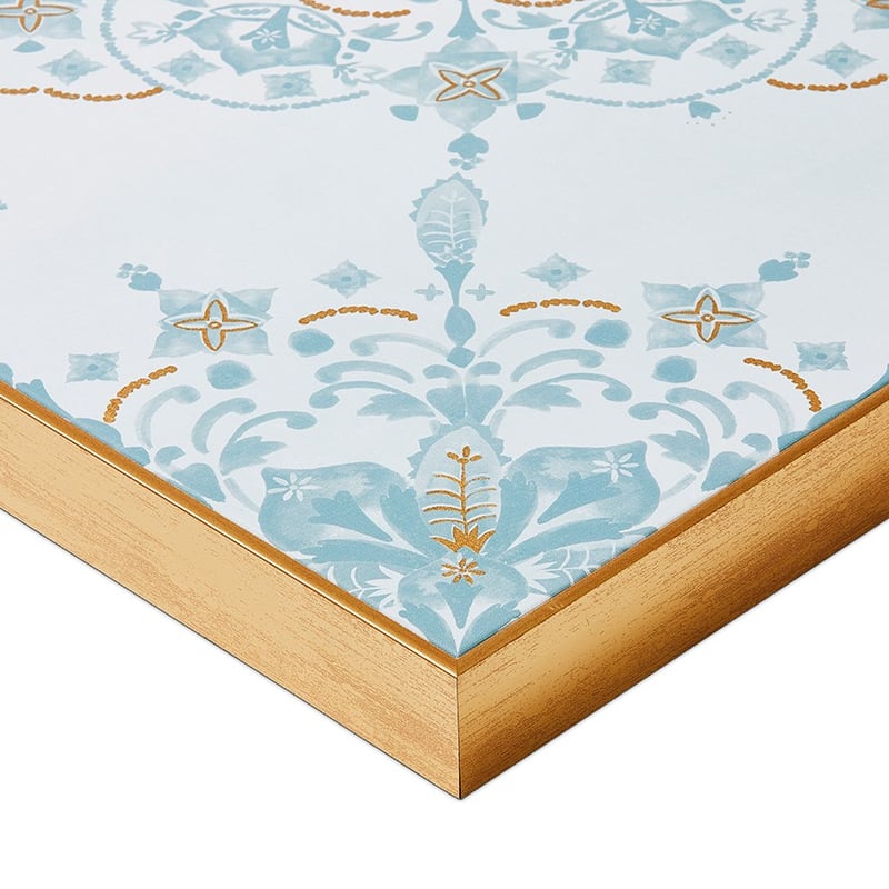 Tile Mandala Sky Blue Gold Fleck Wall Art