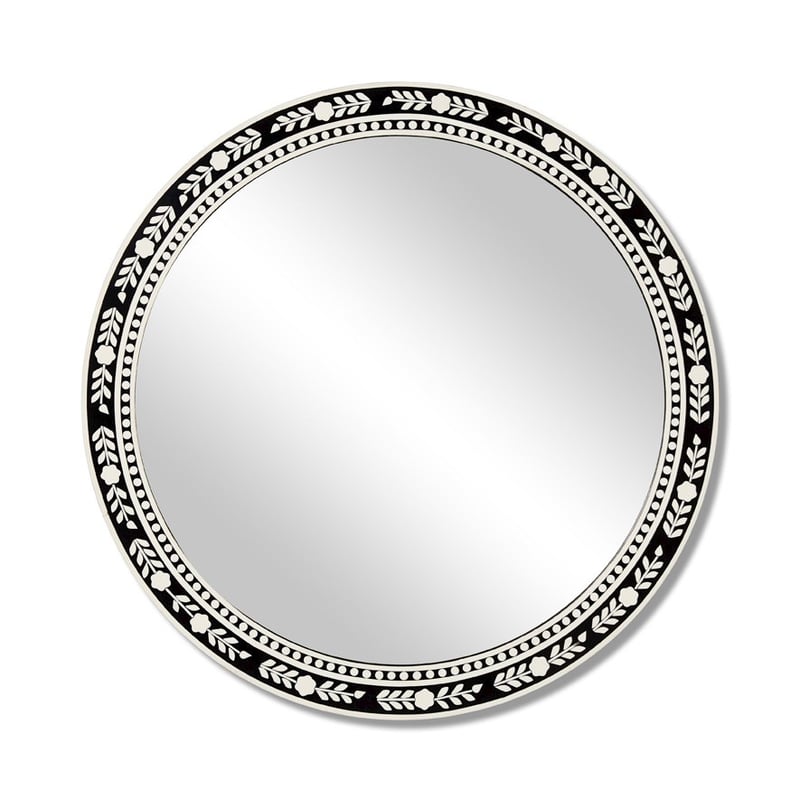 Inlay Black Round Mirror