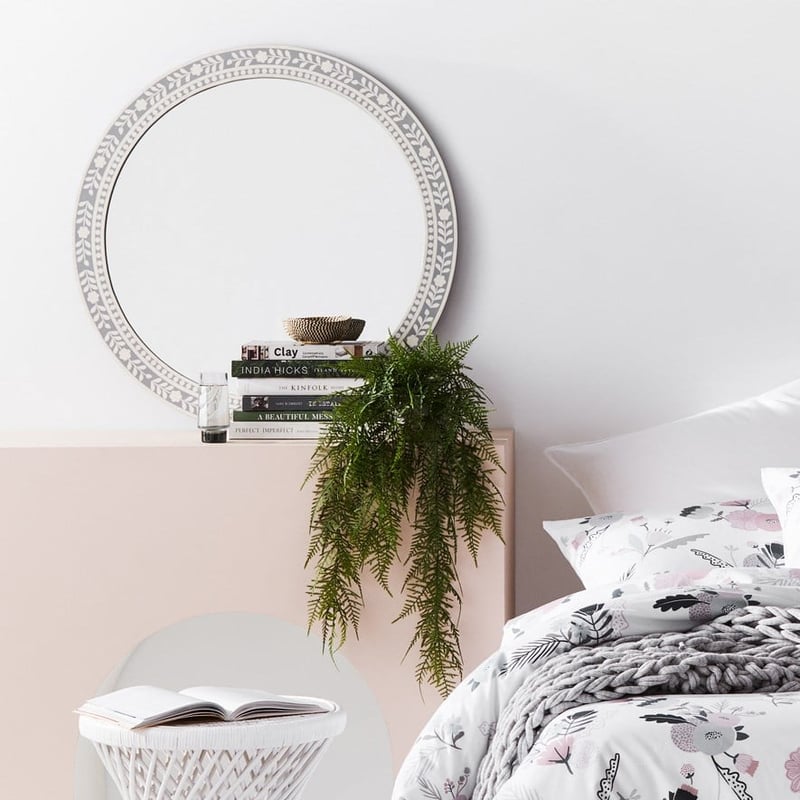 Inlay Pink Round Mirror