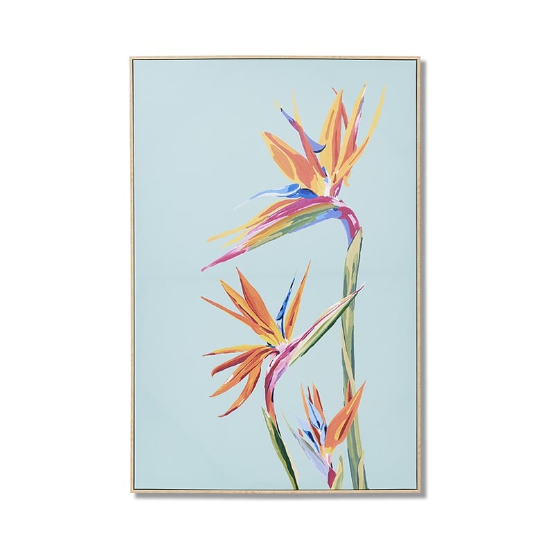 Tropical Canvas Orange Bird of Paradise Wall Art