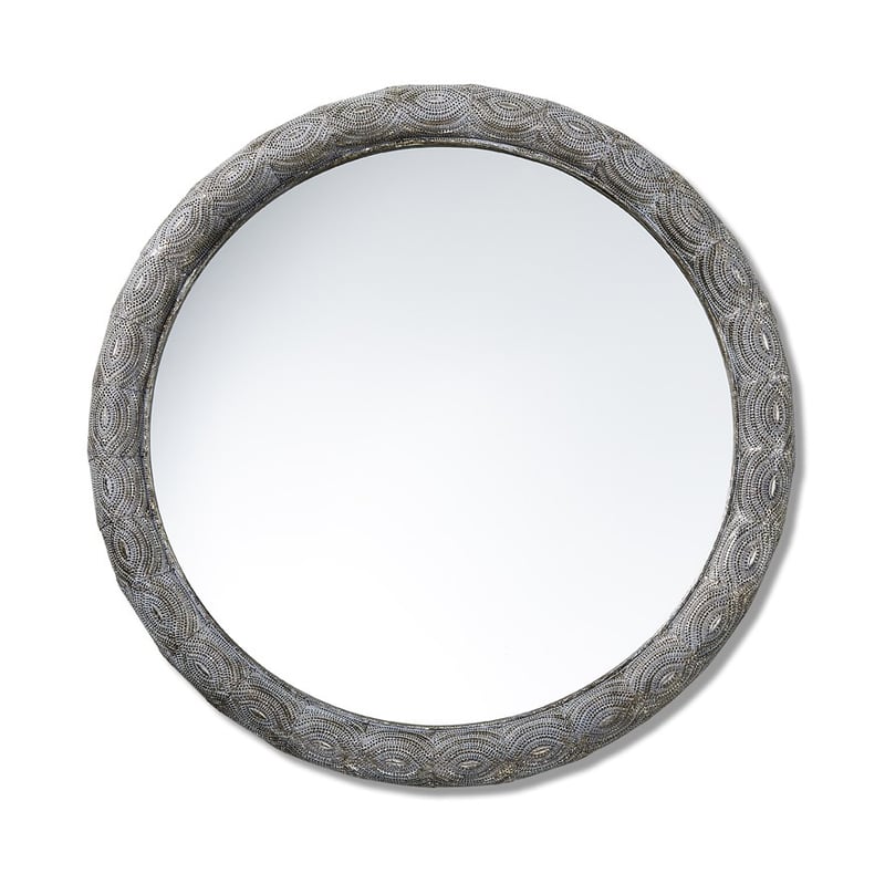Taza Antique Silver Round Mirror