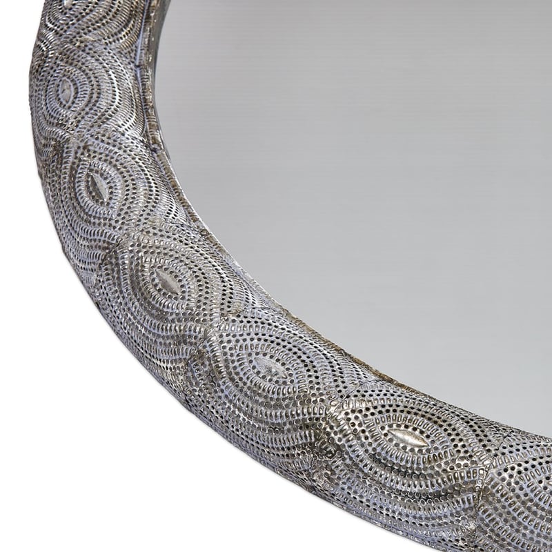 Taza Antique Silver Round Mirror