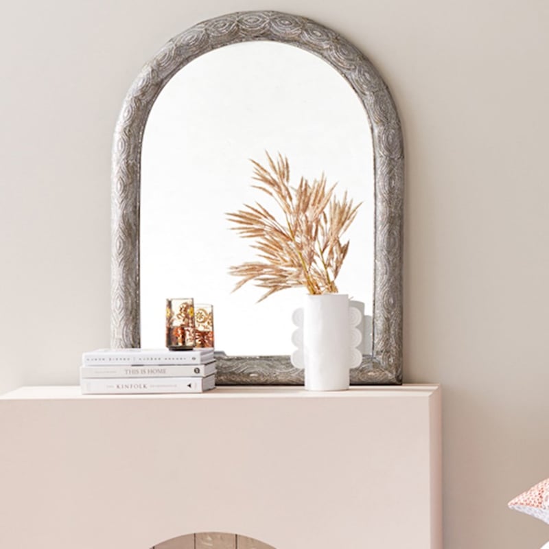 Taza Antique Silver Arch Mirror Round
