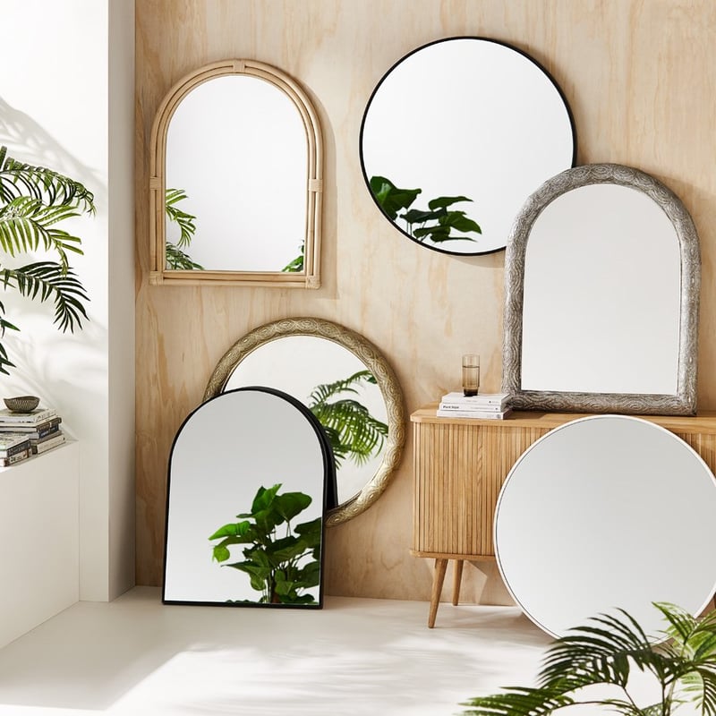 Taza Antique Silver Arch Mirror Round