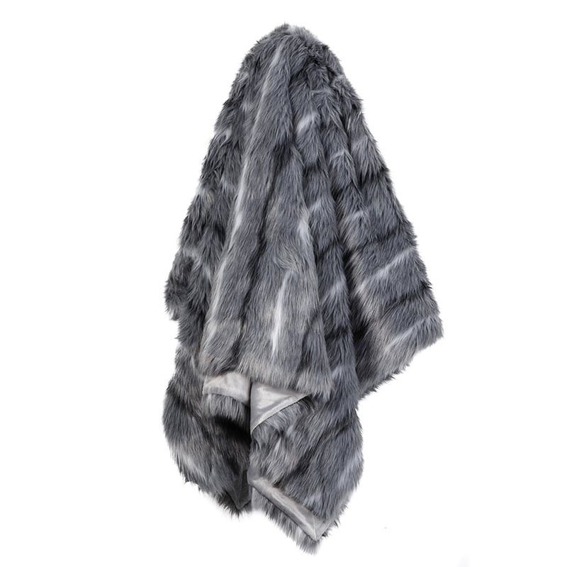 Montana Fur Grey Stripe Throw 