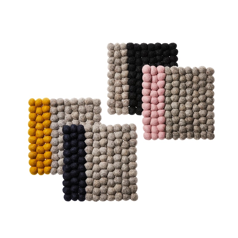 Nepalese Wool Square Trivet Light Grey & Mustard