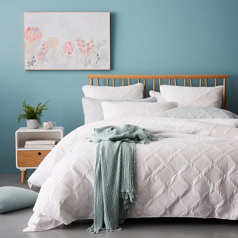 Hex Quilt Cover Set White