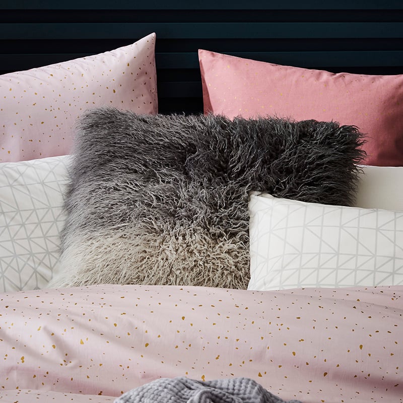 Rebecca Judd Loves Mongolian Faux Fur European Pillowcase Grey Ombre