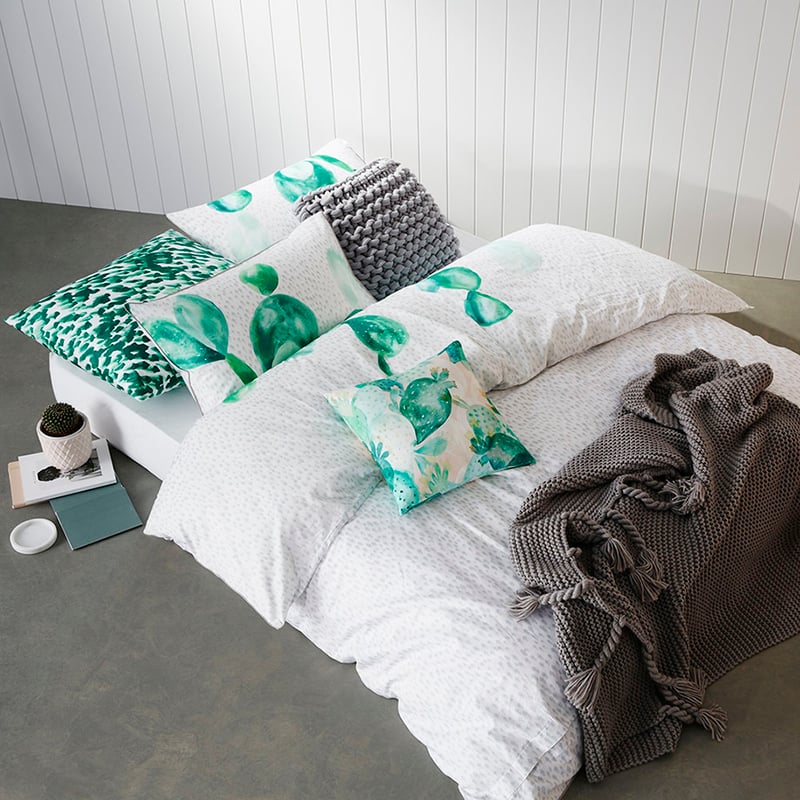 Cacti Bedlinen Queen Green Quilt Cover Set