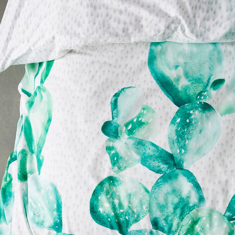 Cacti Bedlinen Queen Green Quilt Cover Set