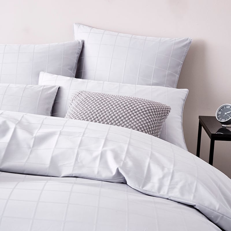 Gramercy Grid 1000TC Quilt Cover Grey Dawn