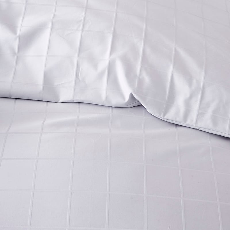Gramercy Grid 1000TC Quilt Cover Grey Dawn