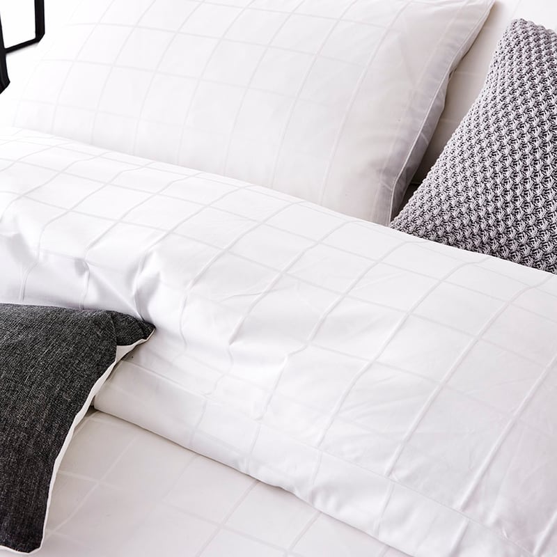 Gramercy Grid 1000TC Quilt Cover White