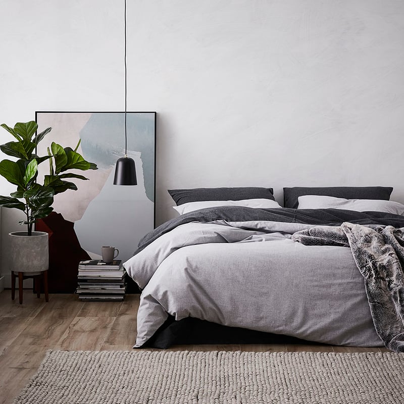 Super Soft Brushed Flannelette Quilt Cover Silver/Charcoal