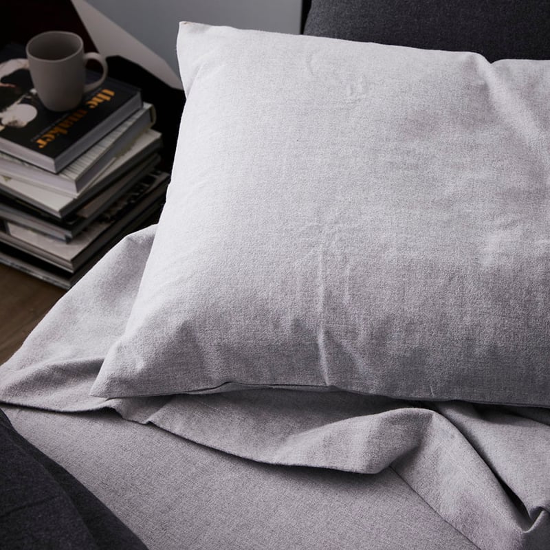 Super Soft Brushed Flannelette Quilt Cover Silver/Charcoal