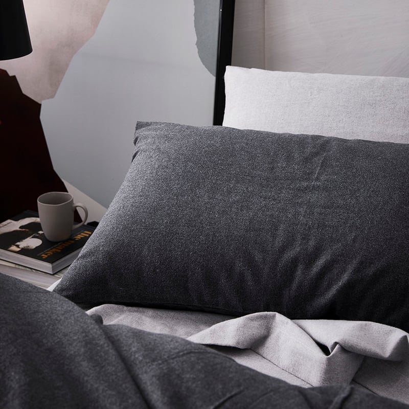 Super Soft Brushed Flannelette Quilt Cover Silver/Charcoal