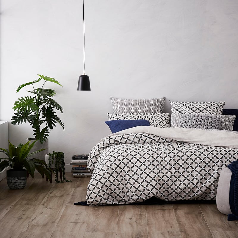 August Quilt Cover Set Charcoal