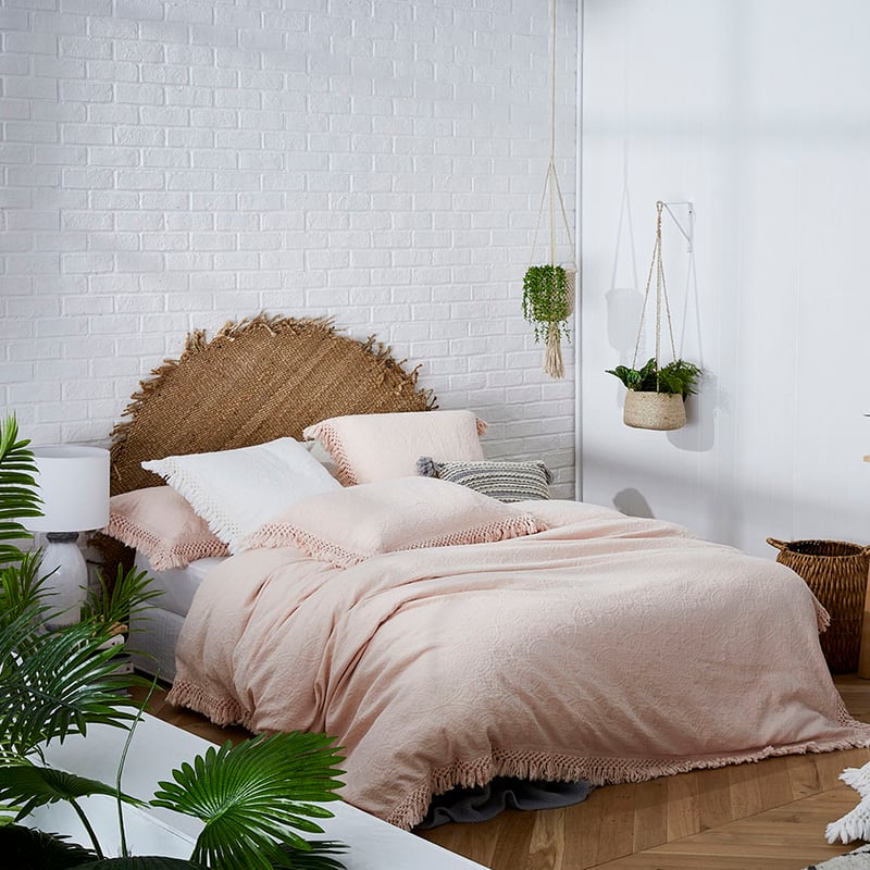 European Collection Boheme Fringe Shell Pink Quilt Cover