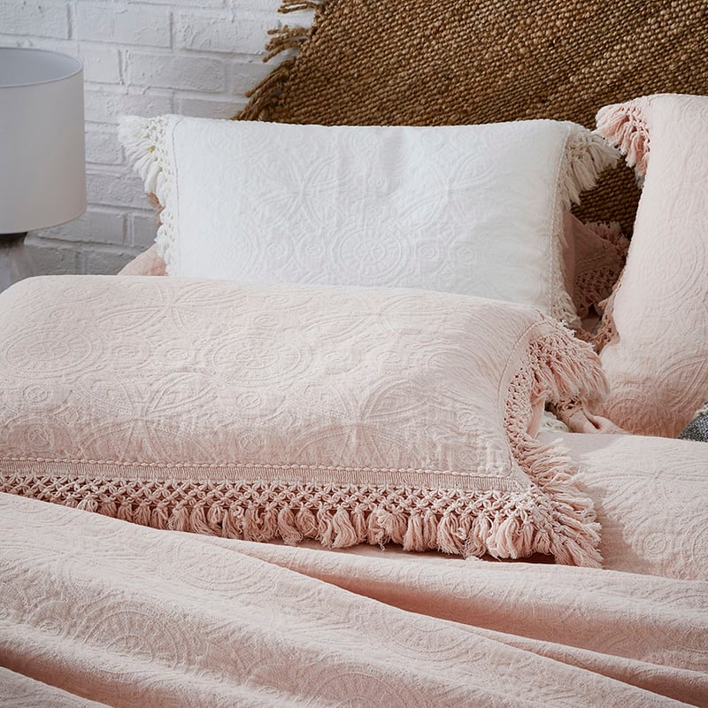 European Collection Boheme Fringe Shell Pink Quilt Cover