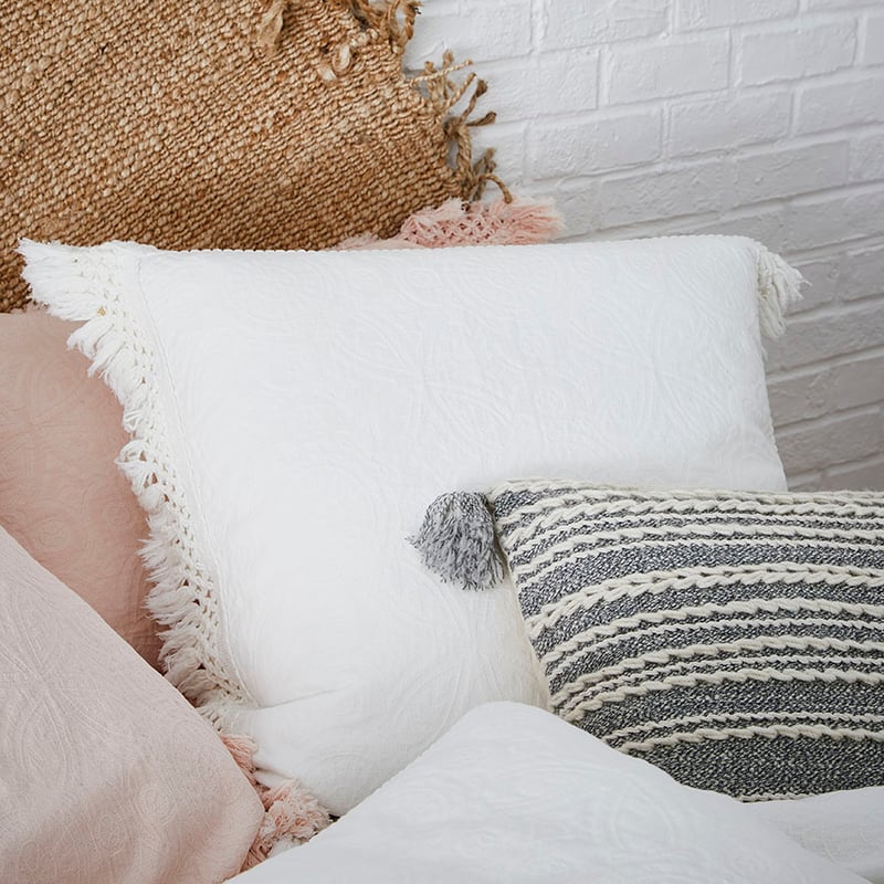 European Collection Boheme Fringe White Quilt Cover