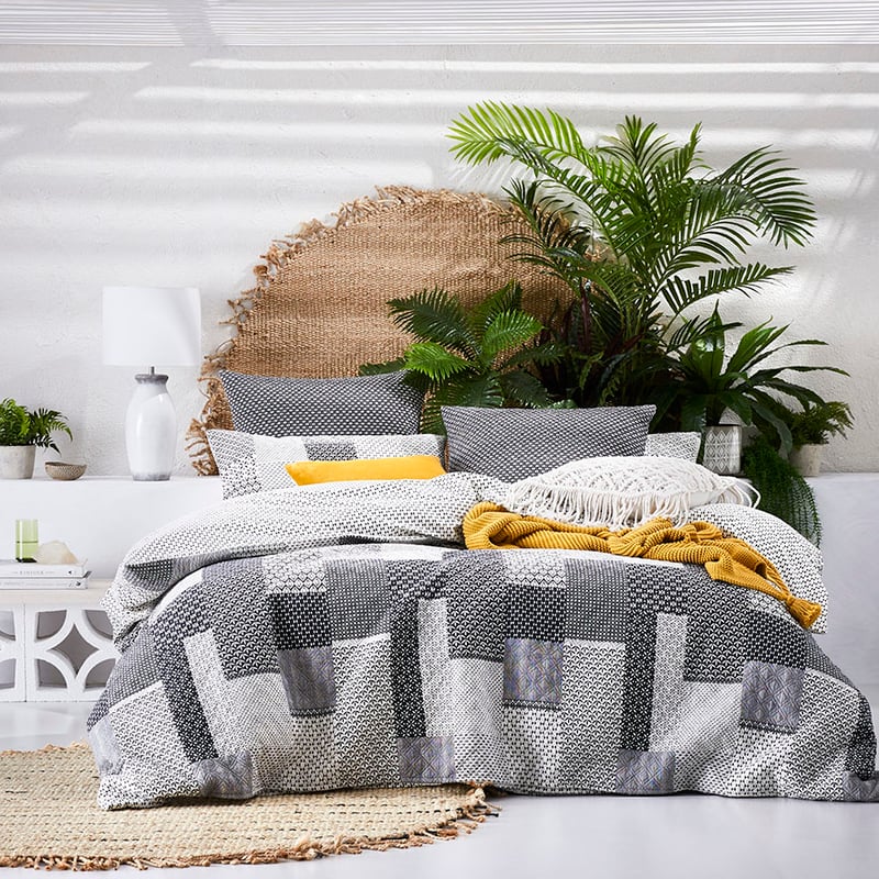 Orion Quilted Black Ivory Quilt Cover