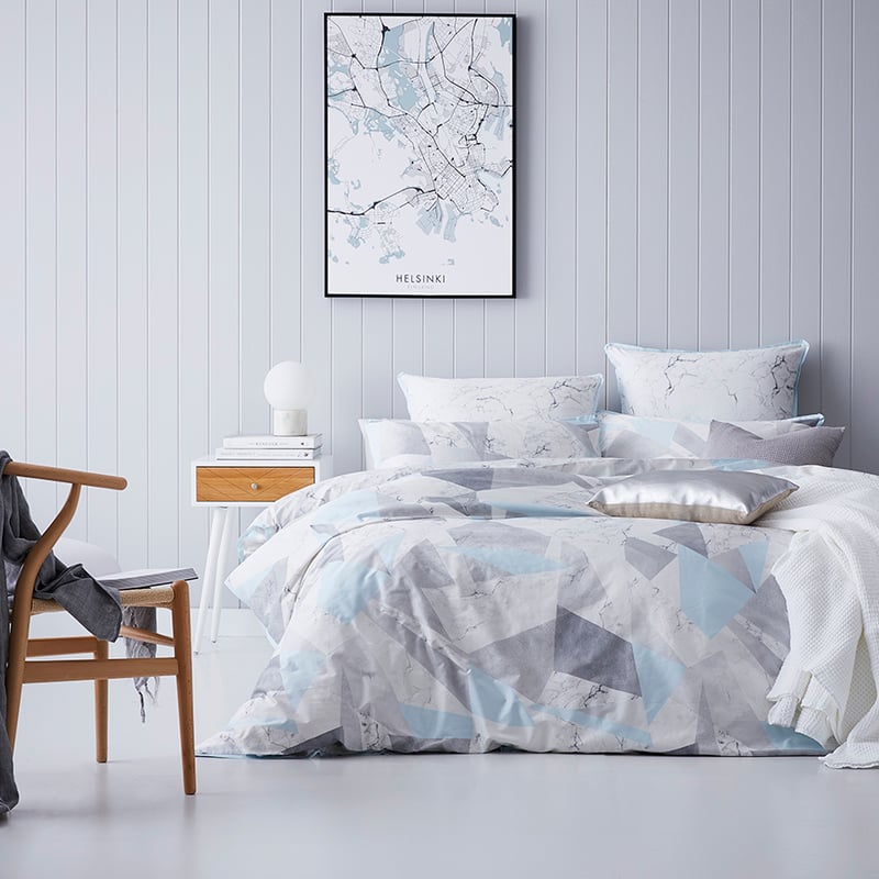 Carrara Marble Print Quilt Cover Set White