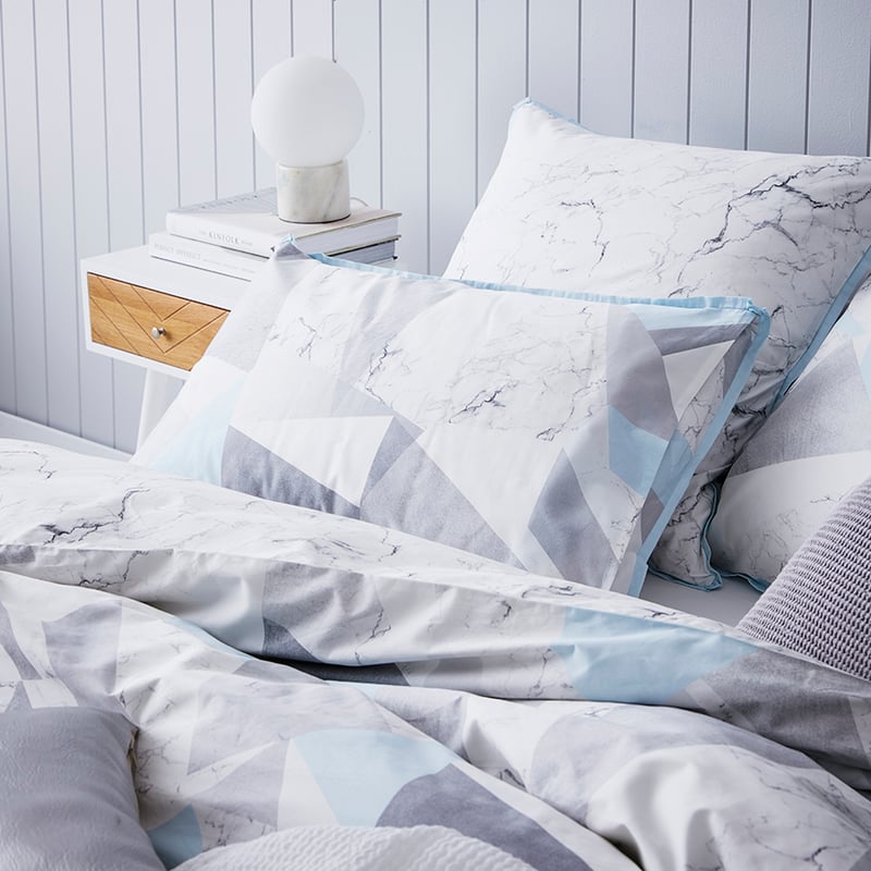 Carrara Marble Print Quilt Cover Set White