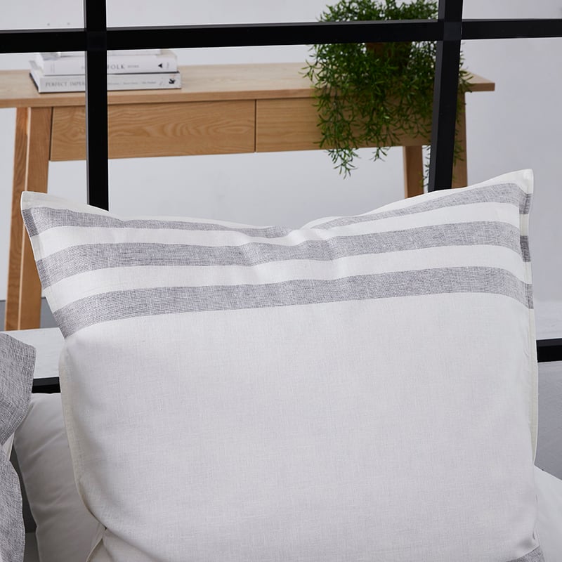 Boston Stripe Quilt Cover Set Silver