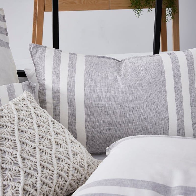 Boston Stripe Quilt Cover Set Silver