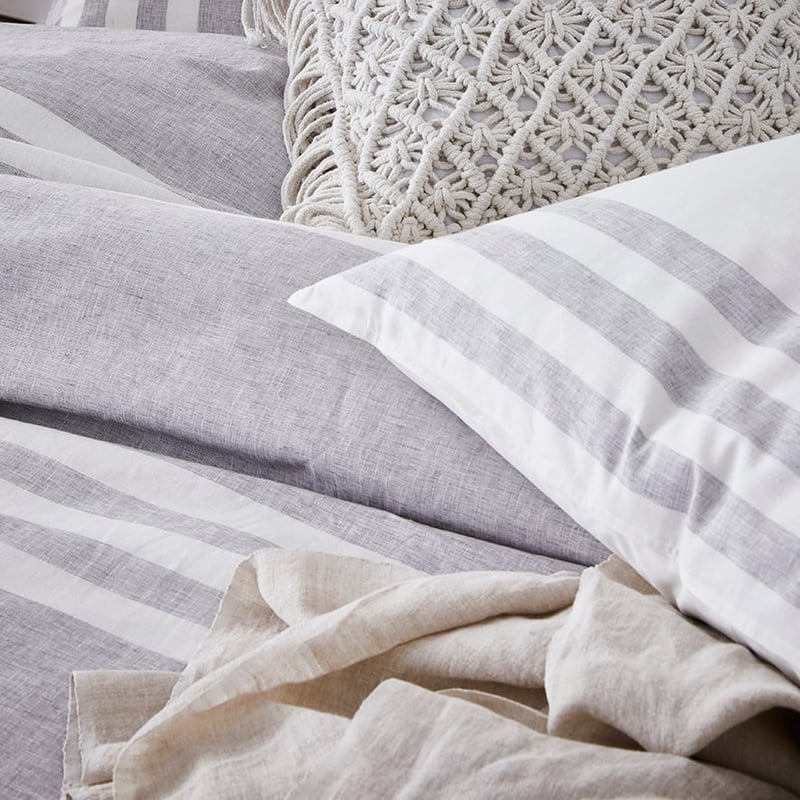 Boston Stripe Quilt Cover Set Silver