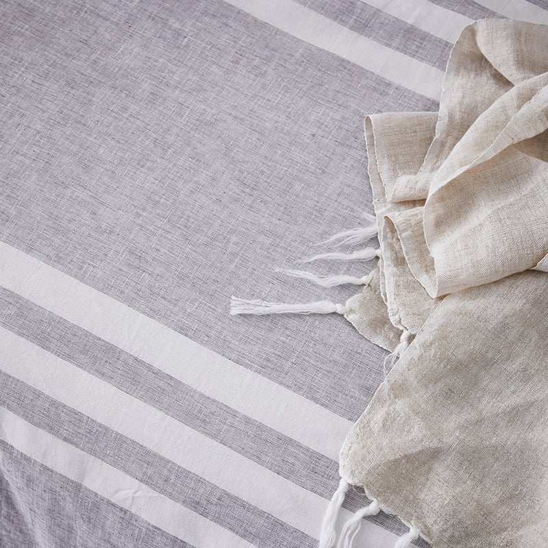 Boston Stripe Quilt Cover Set Silver