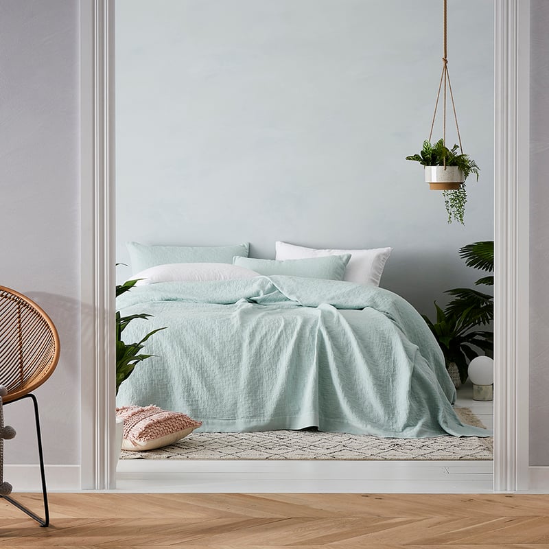 European Collection Madrid Coverlet Misty Blue