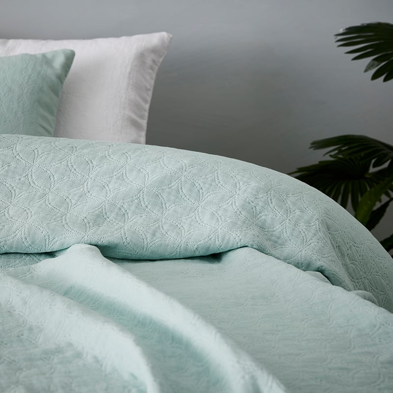 European Collection Madrid Coverlet Misty Blue