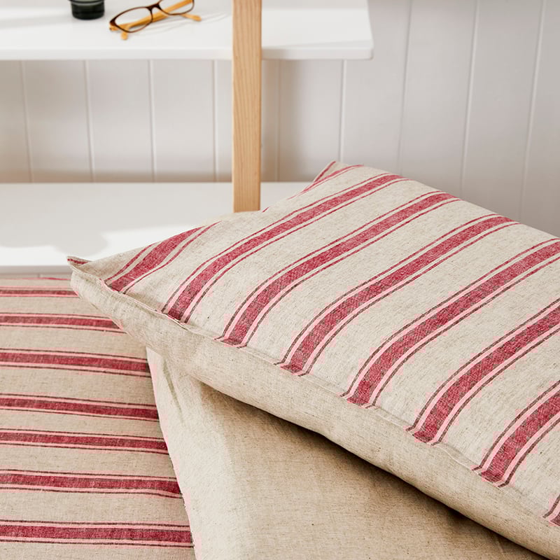 Harbour Stripe Quilt Cover Set Red