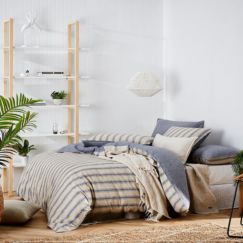 Harbour Stripe Quilt Cover Set Storm
