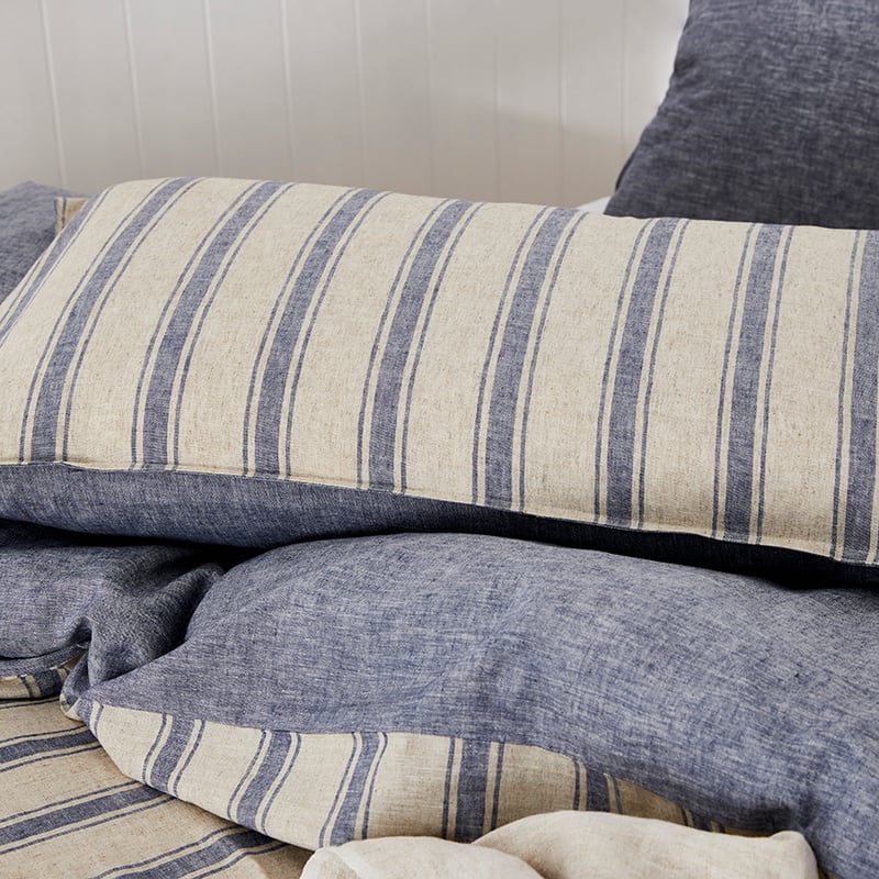 Harbour Stripe Quilt Cover Set Storm