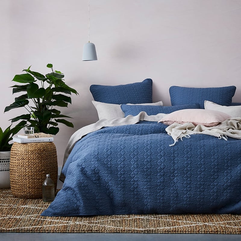 Maxwell Quilted Quilt Cover Steel Blue