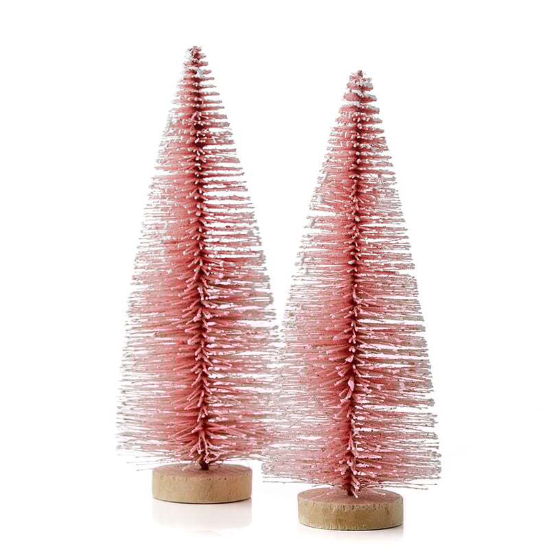 Blush & White Frosted Pine Table Tree Decoration