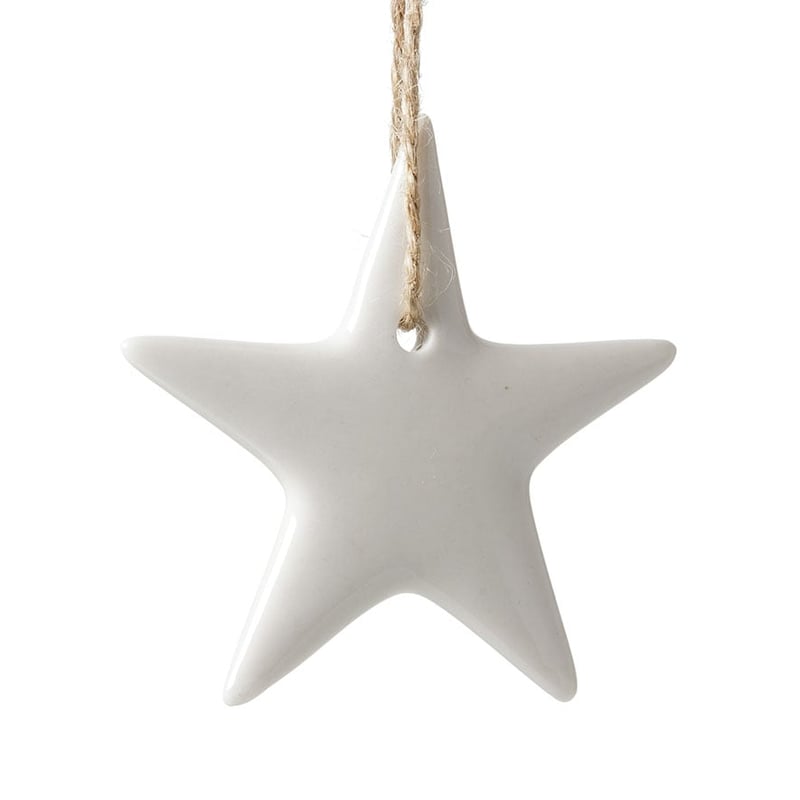 Shiny White Ceramic Star Decoration