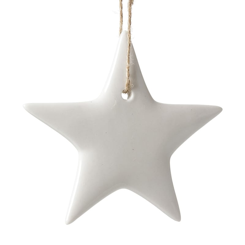 Shiny White Ceramic Star Decoration