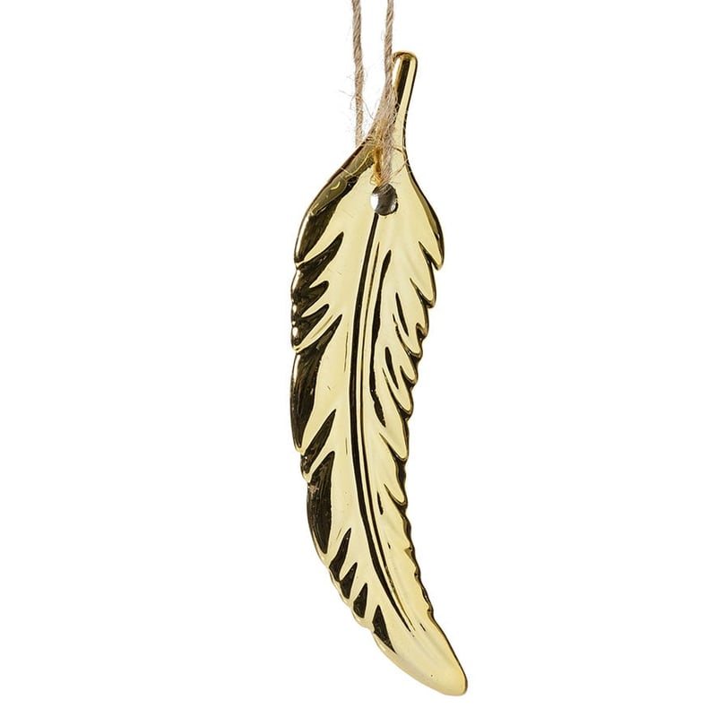 Gold Curved Porcelain Feather Ornament
