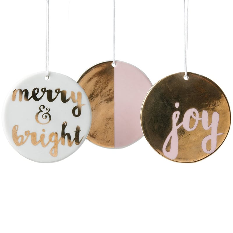 Blush & Gold Designer Disc Ornaments Set of 3