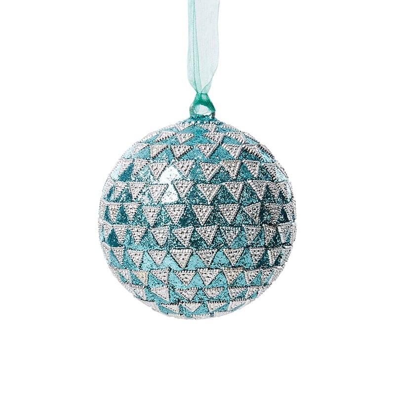 Triangle Bauble Aqua & Silver