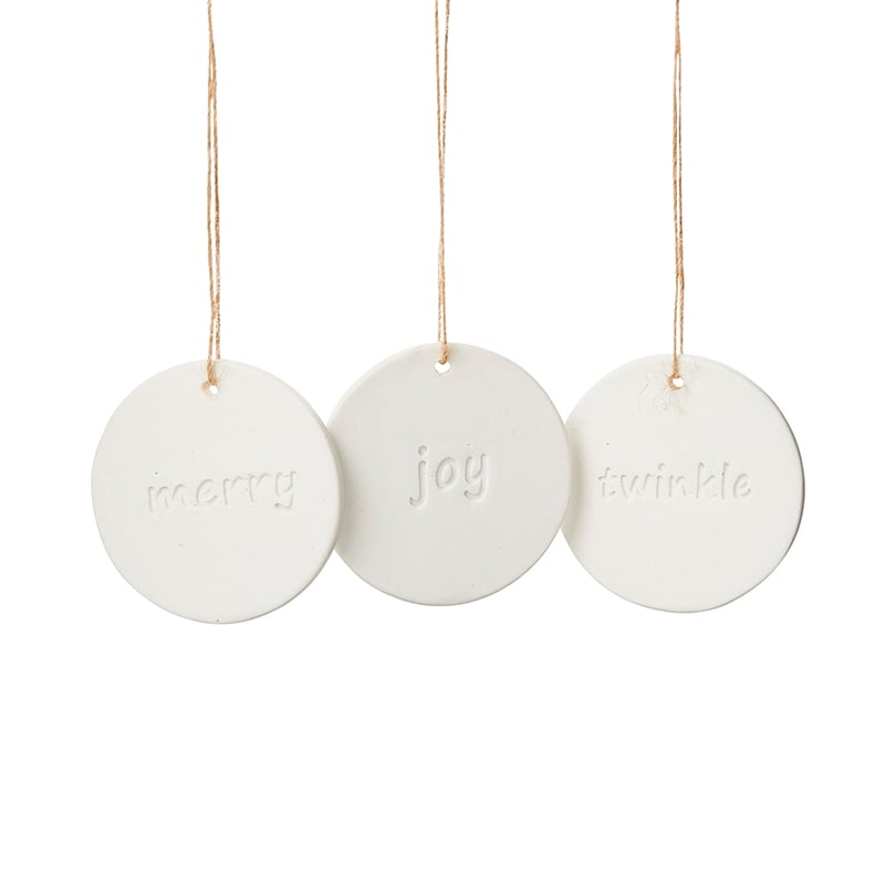 Merry, Twinkle & Joy Ceramic Discs Set of 3 White 