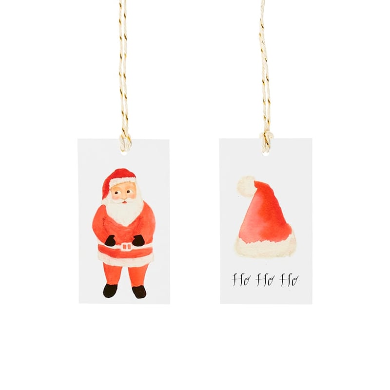 Festive Gift Tags Pack of 10 Watercolour Santa 