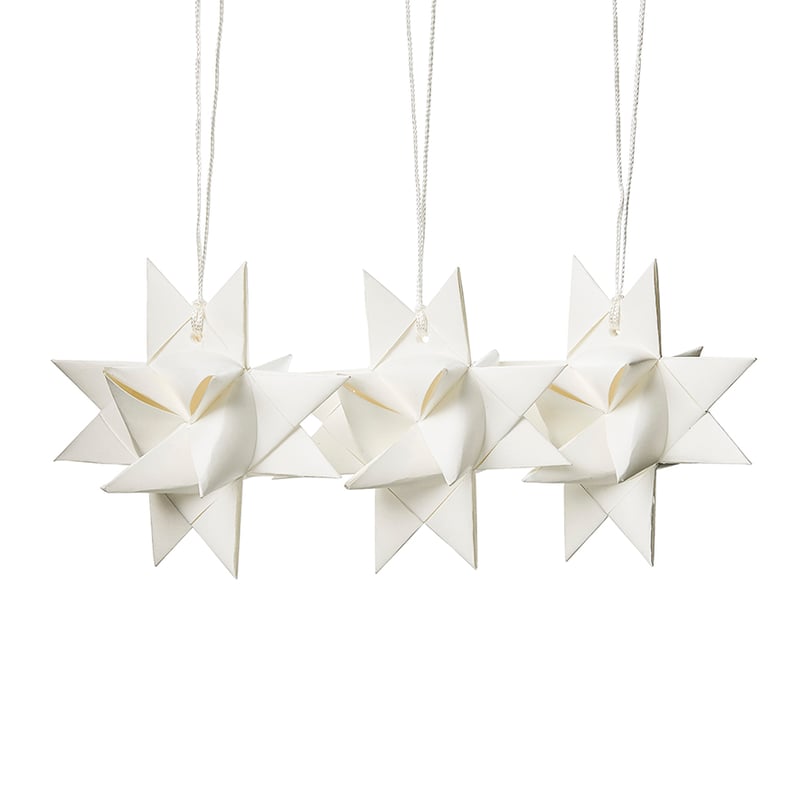 Hanging Paper Ornaments Pack 3 Stars White 