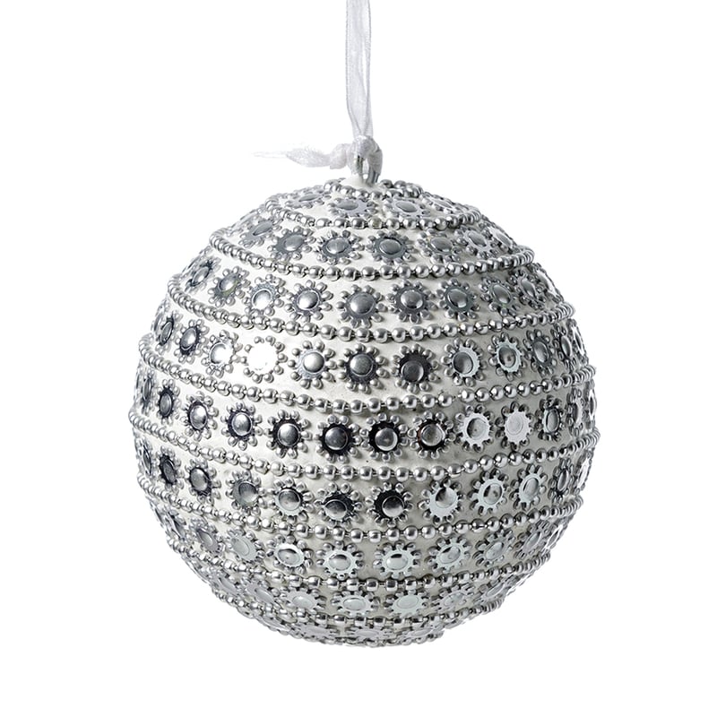 Striped Daisy Bauble Silver Ball
