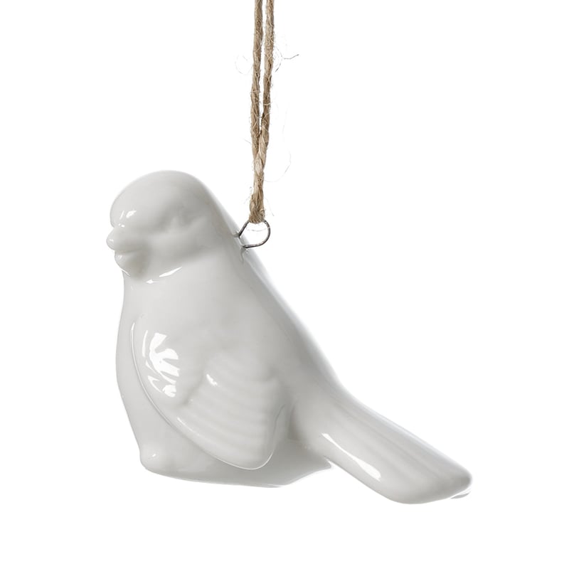 Porcelain Hanging Bird White Ornament