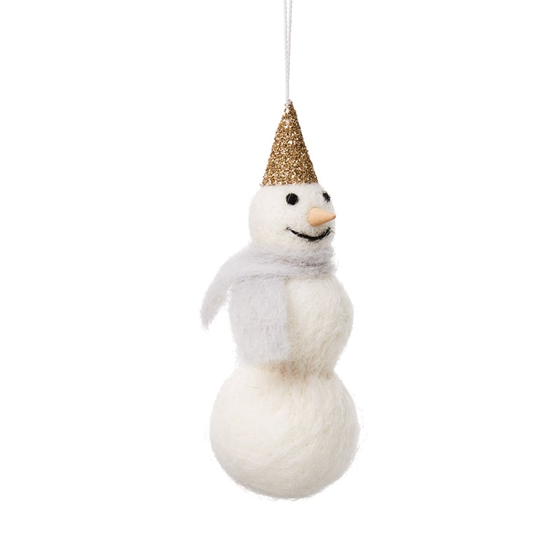 Hanging Woollen Snowman Ornament in Grey